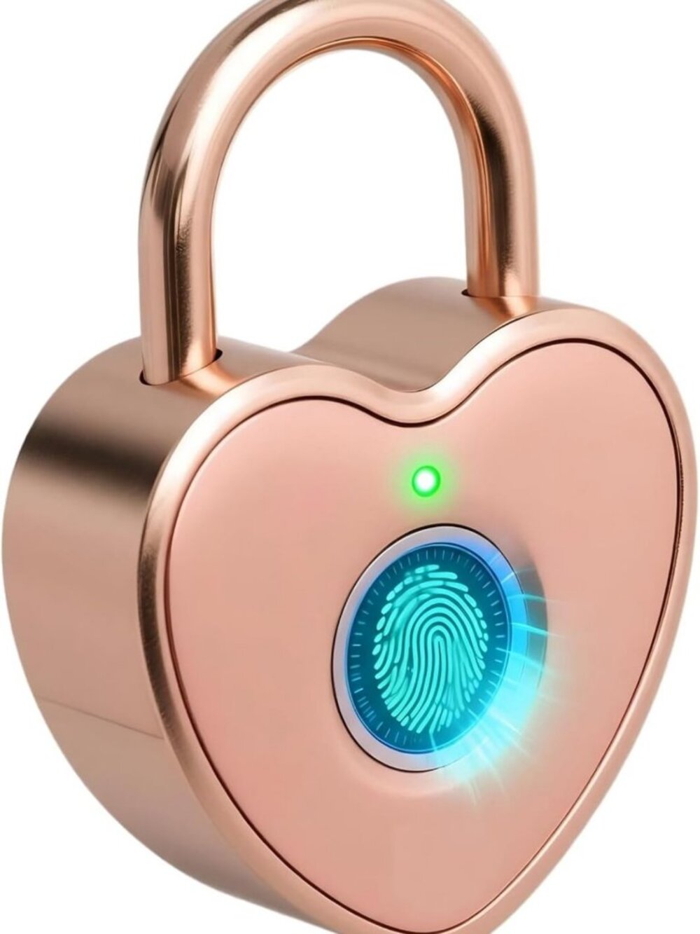 Heart Shaped Rose Gold Fingerprint Padlock for Gym Locker, Secure & Stylish